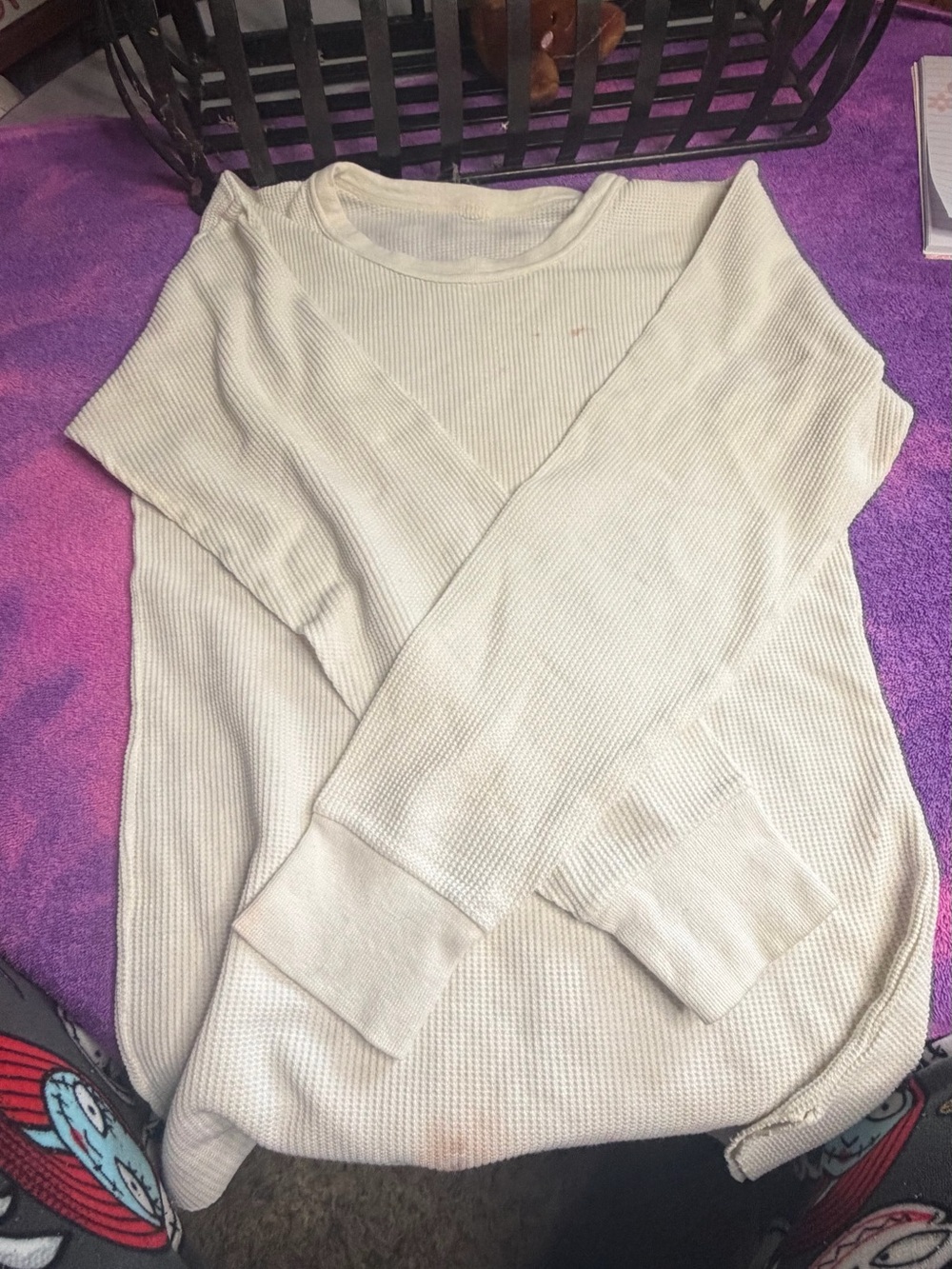 Source Unknown Cream Ribbed Crewneck Sweater